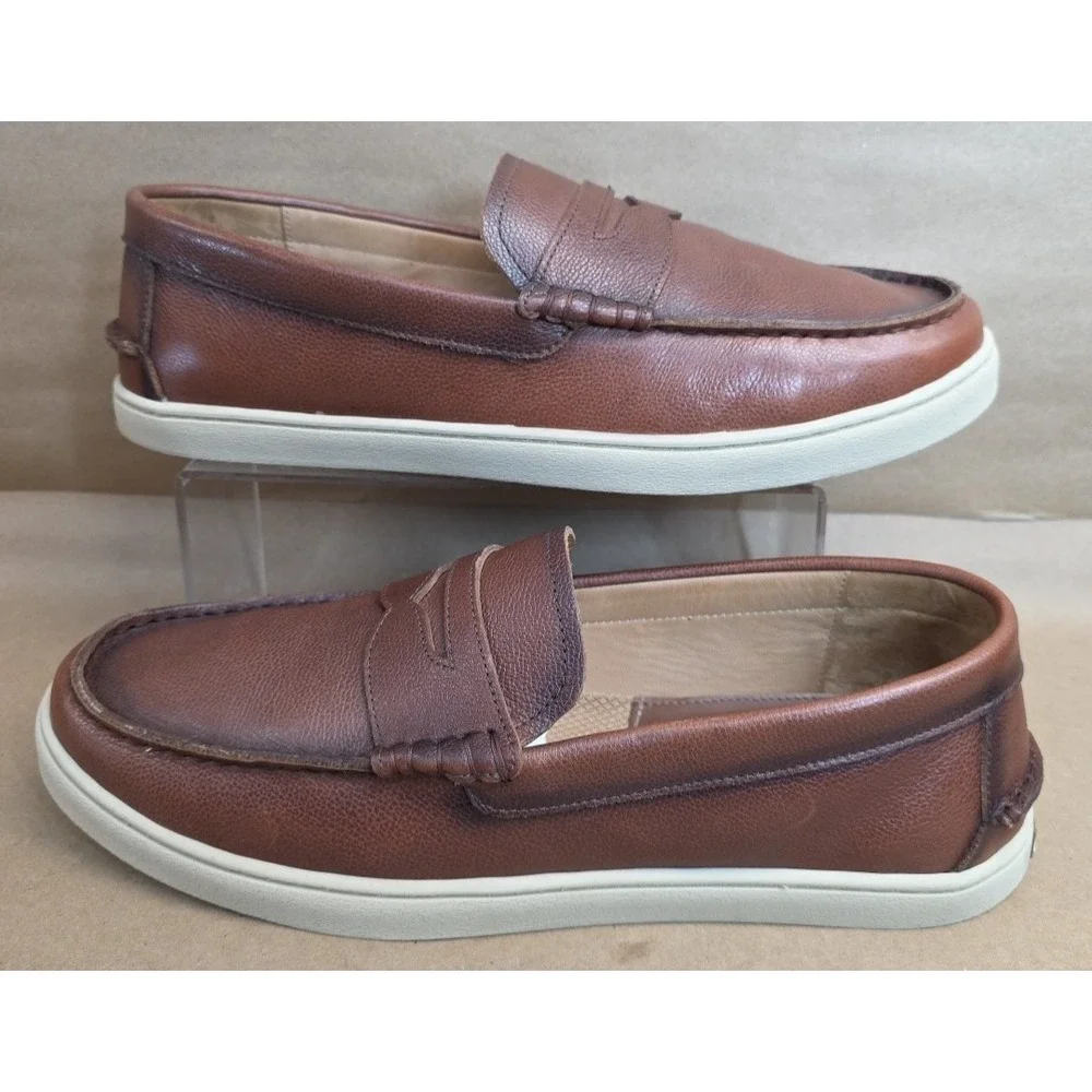Johnnie-O Mens (12 M) Santa Monica Penny Loafers Leather Slip On Brown Shoes